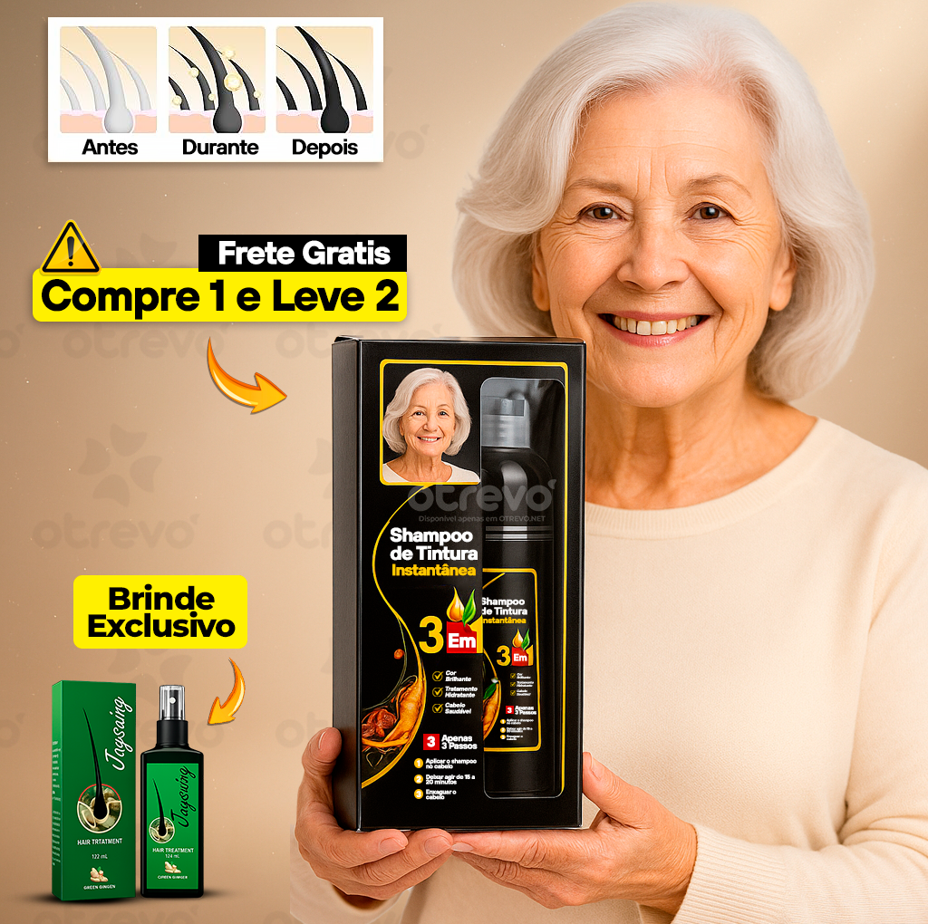 Shampoo Tintura Tonalizante Instantâneo 3 em 1 (100% SEM QUIMÍCA)  + BRINDE EXCLUSIVO