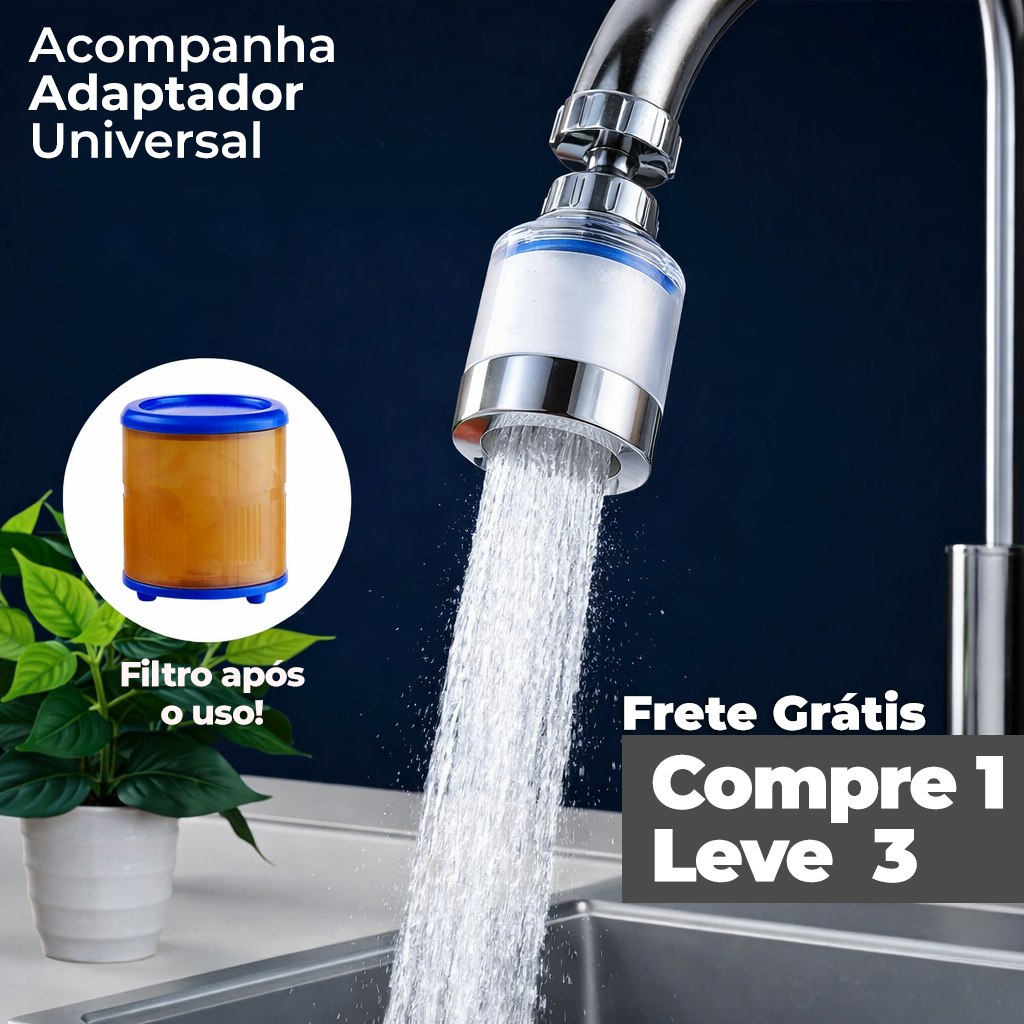 SmartFilter® Filtro Purificador de Água (COMPRE 1 E LEVE 3) - Acompanha Adaptador Universal