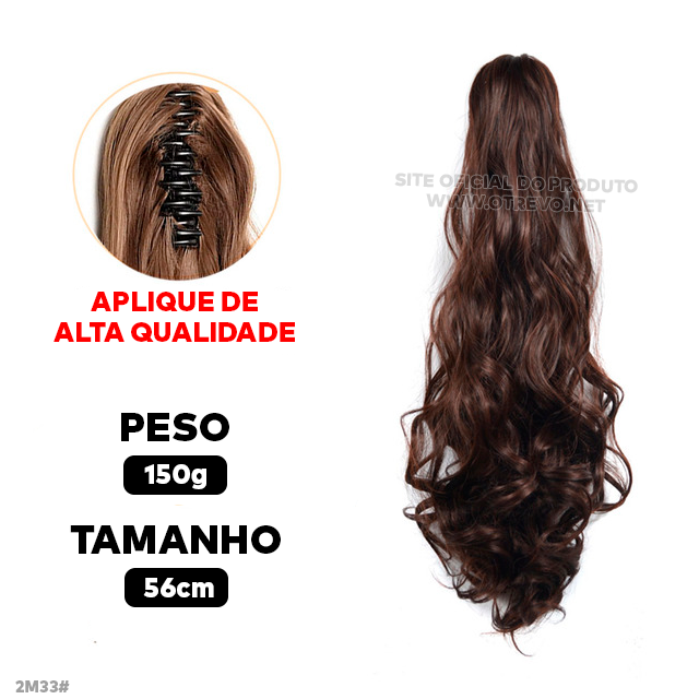 Aplique Rabo de Cavalo Super Natural Ondulado  + Presilha Embutida - ® HairGirl  (FIBRAS FIOS PREMIUM)