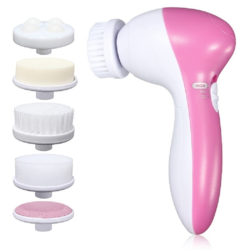 Limpador Massageador Facial Elétrico 5 em 1 ®DermaFace  (Limpa, esfolia, massageia, Rejuvenesce)