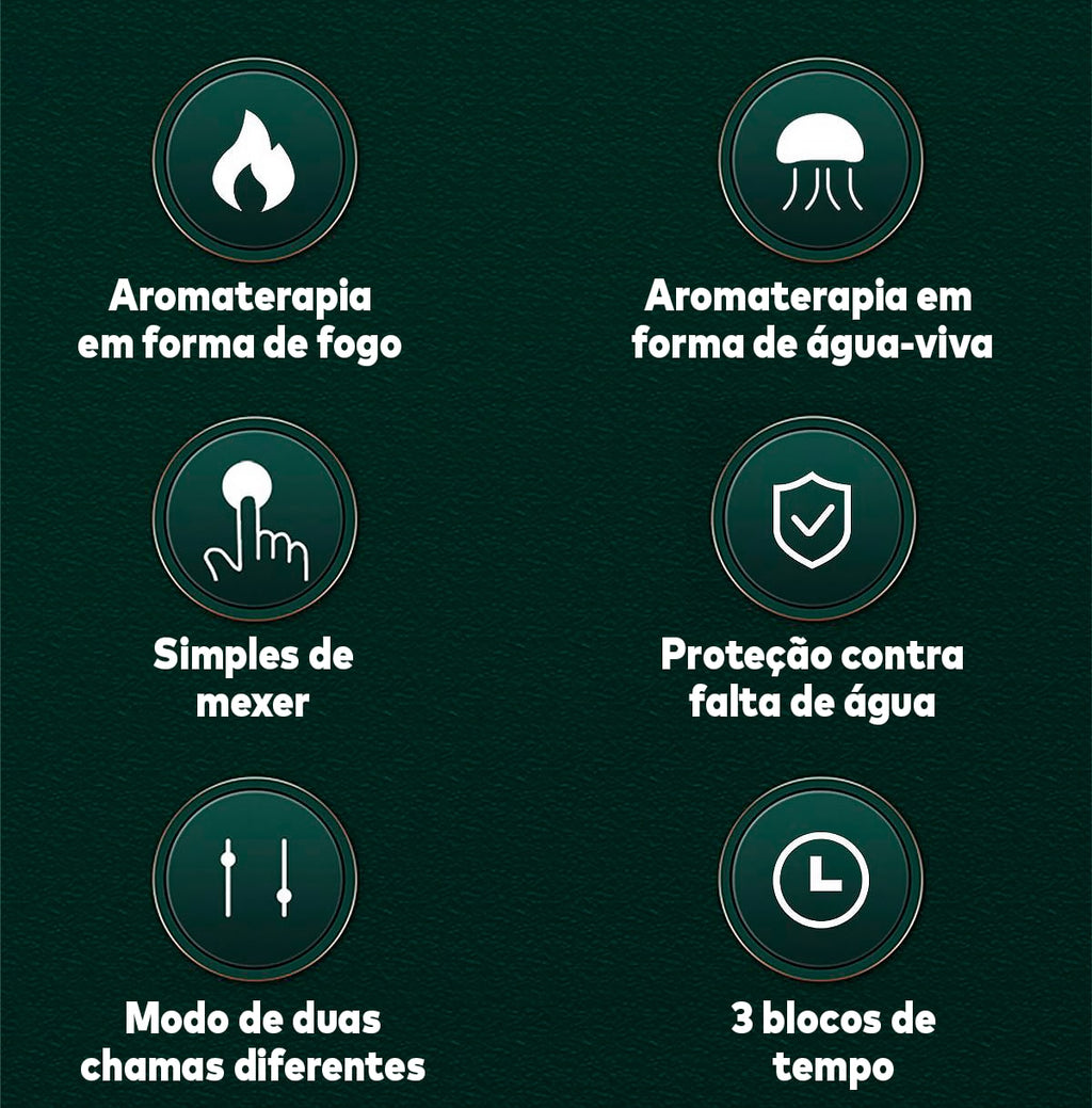 Umidificador de Ar  Difusor de Aromas com Chama Colorida ®FireRelax