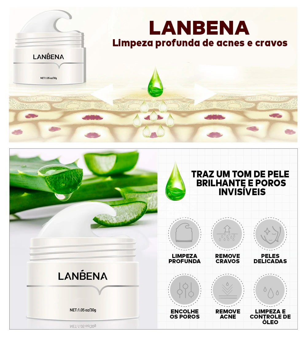 Removedor de Cravos Lanbena + 60 Adesivos Aplicadores (Brinde) 2 em 1